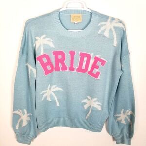 Judith March Women Bride Beachy Blue Sweater Size L Pullover Event Vaca